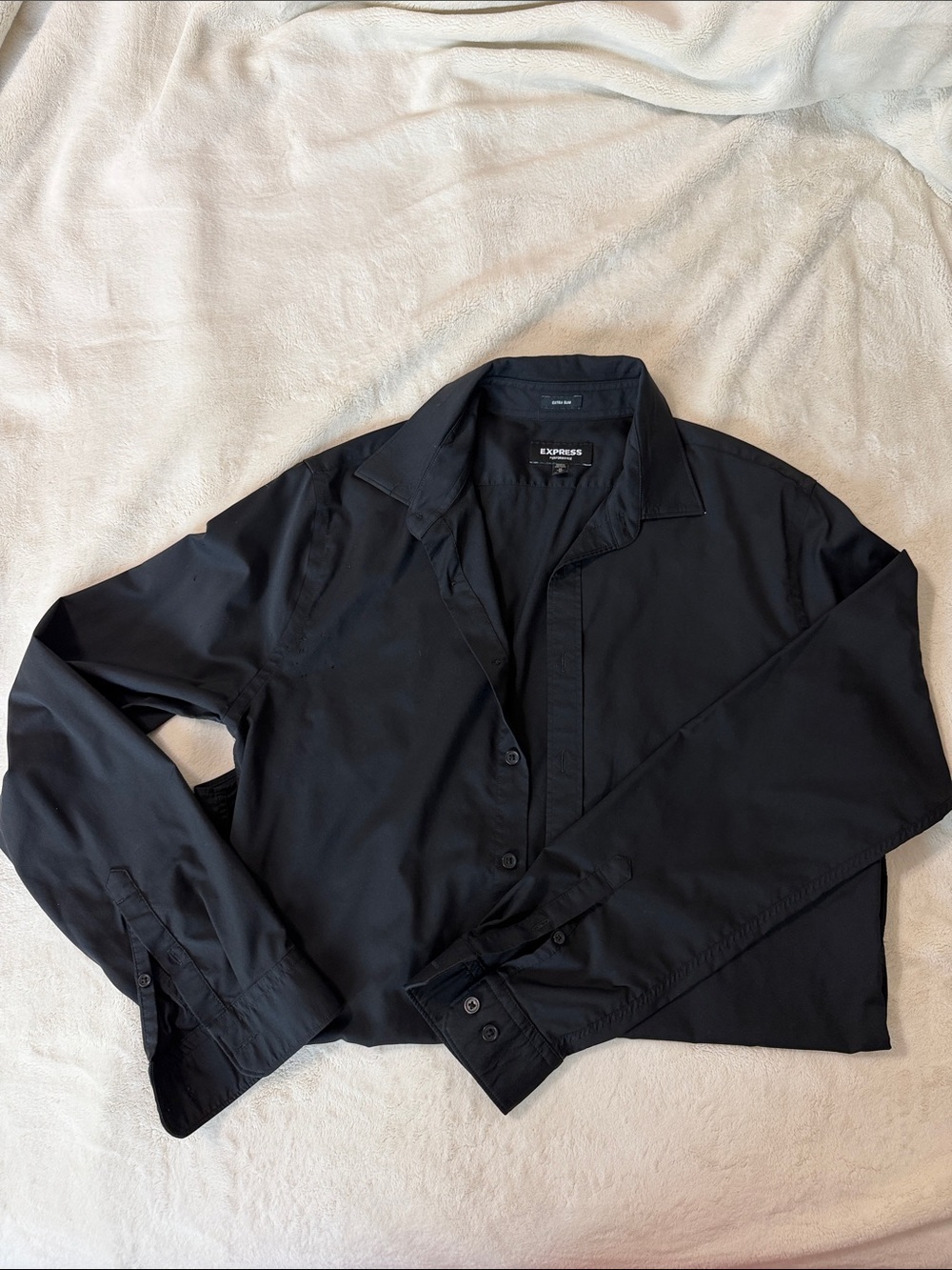 Express Black Lightweight Button-Front Shirt Jacket